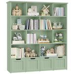 Homfa 10 Cube Toy Storage Organizer, Kids Geometric Bookcase and Bookshelf with 4 Drawers, Green