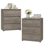 Homfa 3 Drawers Nightstand Set of 2, Small Sofa Table, Wooden Storage Cabinet for Living Room, Wash Gray