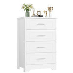 Homfa 4 Drawers Dresser for Bedroom, White Vertical Dresser Chest Organizer