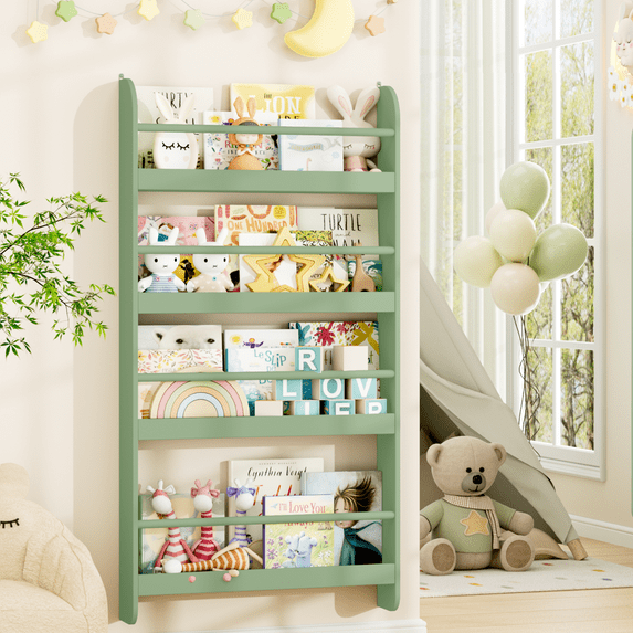 Homfa 4-Tier Wall Bookshelf, 43.7