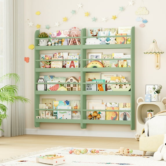 Homfa 4-Tier Wall Bookshelf Set of 2, 43.7