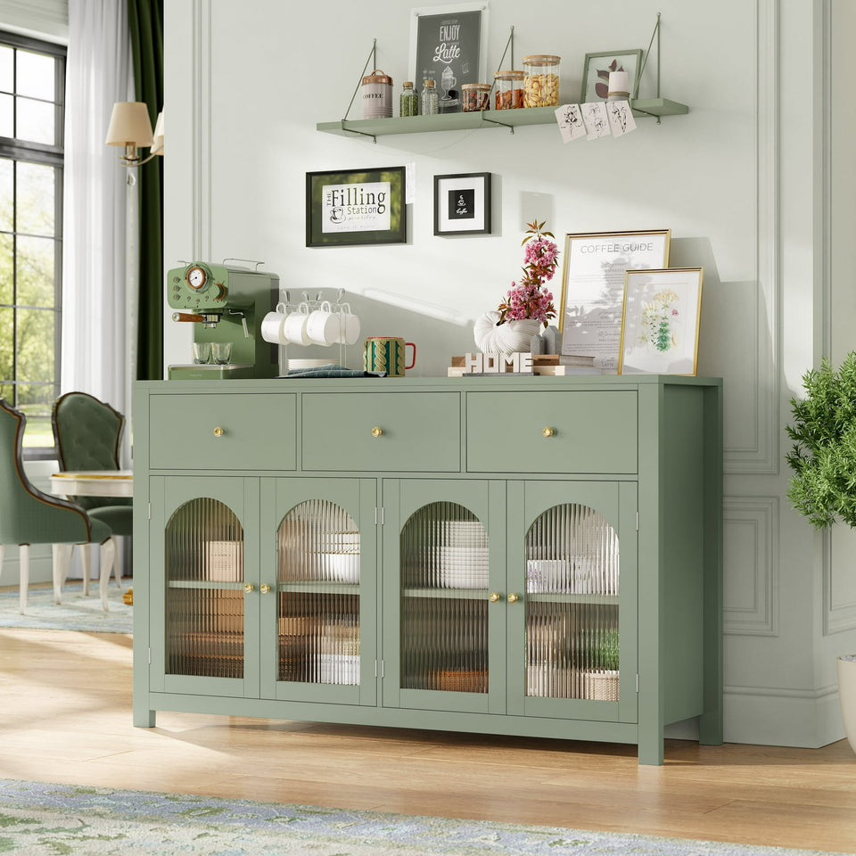 Homfa 55''Wide Buffet Credenzas, Large Dining Sideboard with 3 Drawers ...