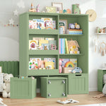 Homfa 6 Cube Toy Storage, Cube Organizer with Sliding Rack, 3 Drawer Kids Bookcase and Bookshelf, Green