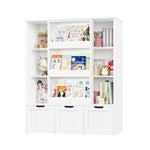 Homfa 6 Cube Toy Storage Organizer with Sliding Rack, Kids Bookcase and Bookshelf with 3 Drawers, White