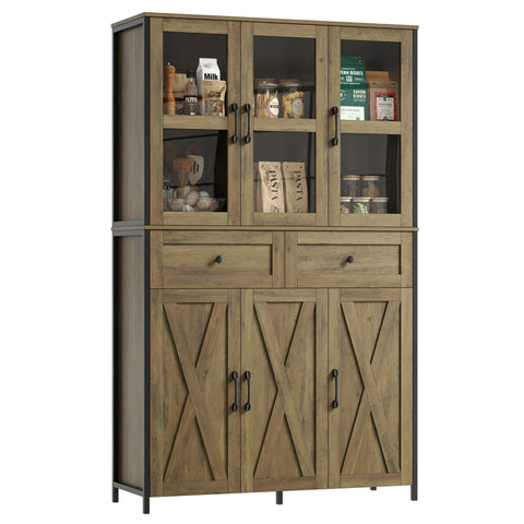 Homfa 6 Doors 2 Drawers Kitchen Storage Cabinet,Brown