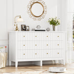 Homfa 6 Drawer Double Dresser for Bedroom, Modern Wood Storage Cabinet with Classic Handle for Living Room, White/Black