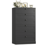 Homfa 6 Drawer Vertical Dresser for Bedroom, Modern Chest of Drawers Wood Storage Cabinet for Living Room, Black
