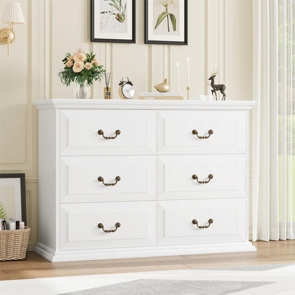 Homfa 6 Drawer Horizontal Wood Dressers Chest for Bedroom, Contemporar – myhomfa