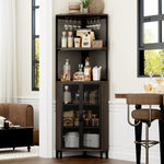 Homfa 6 Tier Corner Storage Cabinet, Metal Mesh with Adjustable Shelves for Bathroom Kitchen, Brown