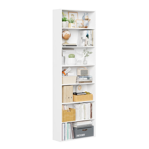 Homfa 7-Tier Bookshelves, Freestanding Display Storage Shelves, 82" Tall Bookcases for Bedroom, Living Room, Home Office, White