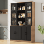 Homfa 70.9'' Kitchen Pantry Cabinet with Acrylic Doors, 5 Tier Buffet Storage Cabinet with Adjustable Shelves, Black & Brown