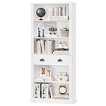 Homfa 71.8??¨¤ Tall Bookshelf with 2 Drawer, 5 Tier Bookcase for Living Room Study Home Office, White