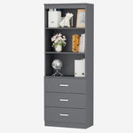 Homfa 71 Tall Bookcases with 3 Large Drawers