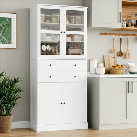 Homfa 71'' Kitchen Pantry with 5-Tier Shelves & 3 Drawers, Floor Cabin ...