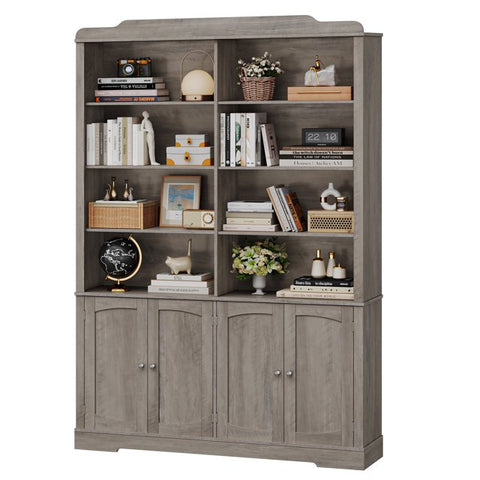 Homfa 73'' Double Wide 6-Tier 4 Doors Bookcase