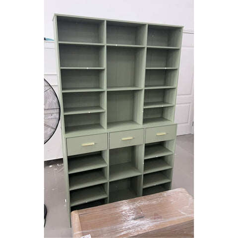 Homfa 75'' Tall Bookcase with Adjustable Shelves, 3 Drawers Display Bookshelf For Living Room, Home Office, Green