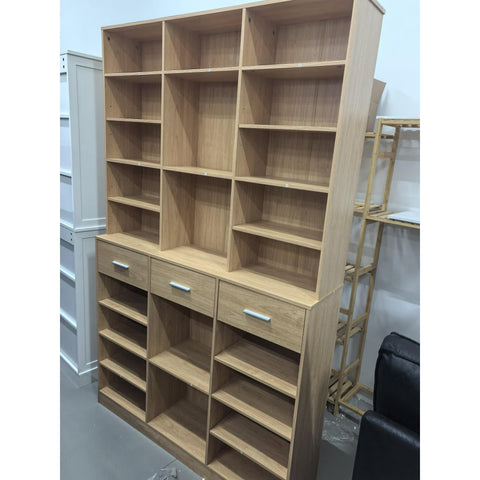 Homfa 75'' Tall Bookcase with Adjustable Shelves, 3 Drawers Display Bookshelf For Living Room, Home Office, Natural Color