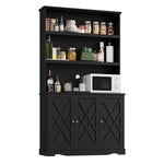 Homfa 77.2?¡À Kitchen Pantry Cabinet with Microwave Stand, 3 Door Hutch Storage Cabinet with Shelves for Kitchen Living Room, Black