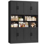 Homfa 8 Door Storage Cabinet with Adjustable Shelves£¬71¡±H Pantry Cabinet for Kitchen, Dining Room. Bookcase with Open Cubes, Black