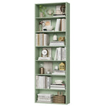 Homfa 7-Tier Bookshelves, Freestanding Display Storage Shelves, 82" Tall Bookcases for Bedroom, Living Room, Home Office, Green
