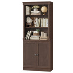 Homfa Bark Grain Bookcase with 2 Doors and Roman Pillars, 71.3 H File Cabinet with Adjustable Shelf, 5-Tier Bookshelf for Study Home Office, Reddish-Brown