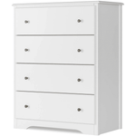 Homfa Dresser Chest Set of 2, Modern Chest Organizer with 4 Drawers for Bedroom, White Finish