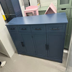 Homfa Buffet Cabinet with 4 Drawers, 59"W Sideboard Buffet Storage Cabinet with Shelves and 4 Doors, for Kitchen, Living Room, Bedroom, Blue