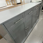 Homfa Buffet Cabinet with 4 Drawers, 59"W Sideboard Buffet Storage Cabinet with Shelves and 4 Doors, for Kitchen, Living Room, Bedroom, Gray