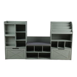 Homfa Kids Bookcase with Reading Nook, 74.61" L Kids Toy Storage Organizer with 12 Cubbies, 2 Drawers for Kids Room, Green