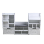 Homfa Kids Bookcase with Reading Nook, 74.61" L Kids Toy Storage Organizer with 12 Cubbies, 2 Drawers for Kids Room, White