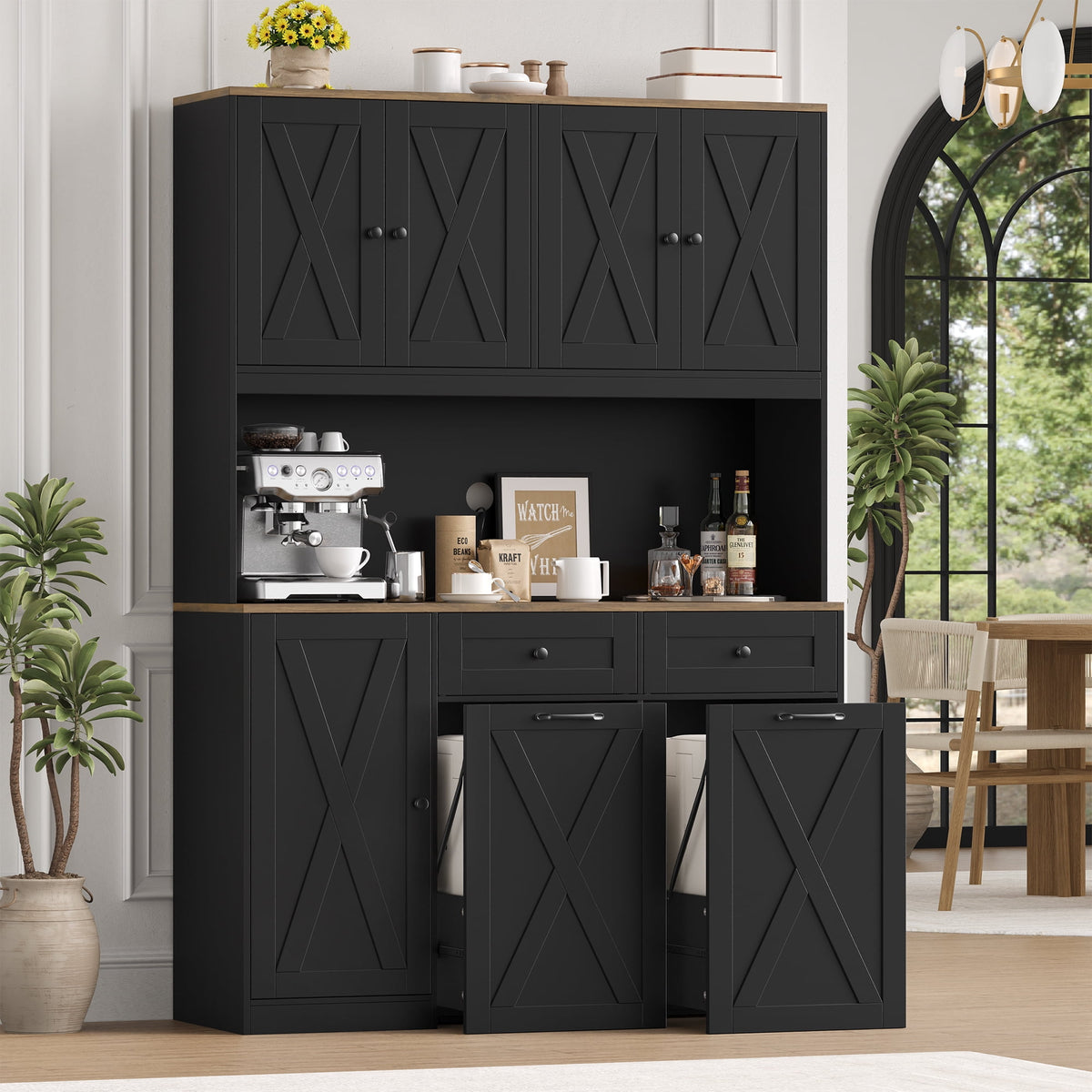 Homfa Kitchen Pantry Cabinet, Trash Can Cabinets Fits 13 Gallon Can, 5 ...