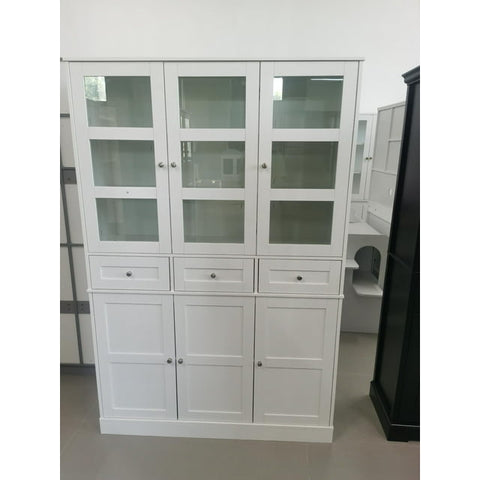 Homfa Large Modern Kitchen Pantry with Glass Doors & Adjustable Shelves