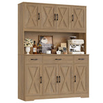 Homfa Large Pantry Cabinet with 8 Doors and 3 Drawers, 71-Inch Tall Kitchen Storage Cabinet with Power Outlet & USB Ports, Farmhouse Coffee Bar for Dining Room, Black & Rustic Brown