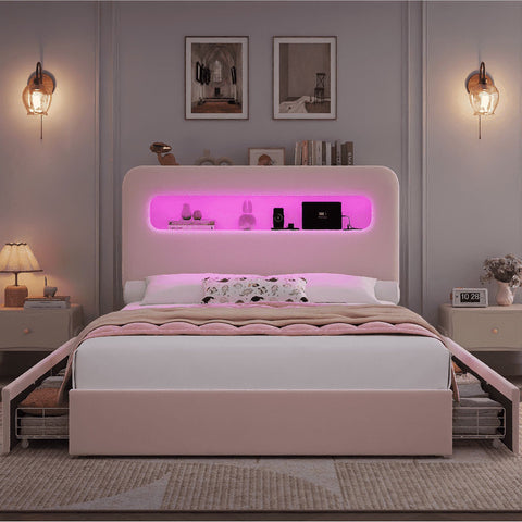 Homfa Full Size LED Bed Frame