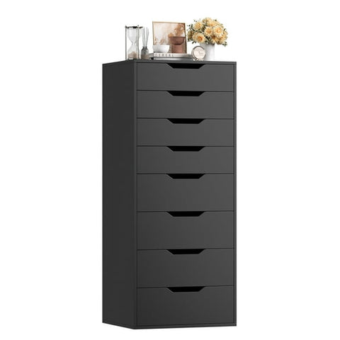 Homfa Tall Dresser for Bedroom, Combo Vertical 8 Drawer Dresser for Small Spaces, Chest of Drawers, Black