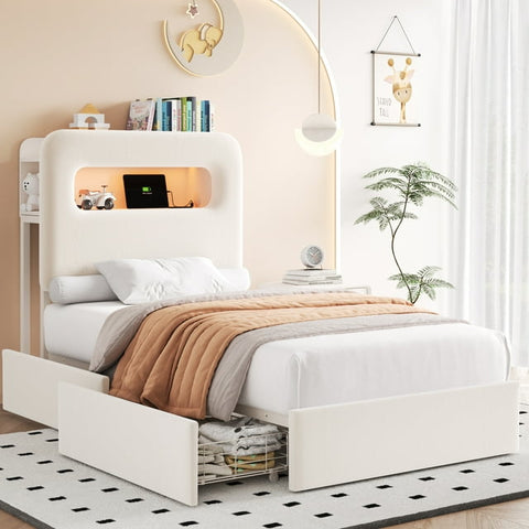 Homfa Twin Size LED Bed Frame