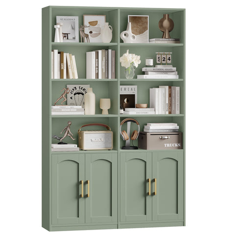 Homfa 73″ Tall Bookcases with Doors, 8 Cubes 6-Tier Double Row Bookshelf, Bookcase for Living Room Home Office, Green