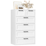 Homfa 6 Drawer White Dresser, Tall Storage Cabinet Chest of Drawer for Bedroom Living Room