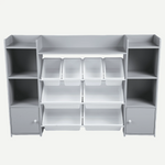 Homfa Kids Toy Organization Cubby Bookcase with 8 Bin, 2 Door Gray Storage Organizer Bookshelf for Children Room Playroom