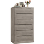 Homfa Vertical 7 Drawer Dresser, 51.3 in Tall Wood Storage Cabinet with Upgraded Stable Base for Bedroom Living Room, Wash Gray