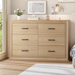 Homfa Oak Dresser, 6 Drawer Double Dresser for Bedroom, 47.2'' Wooden Storage Cabinet for Living Room