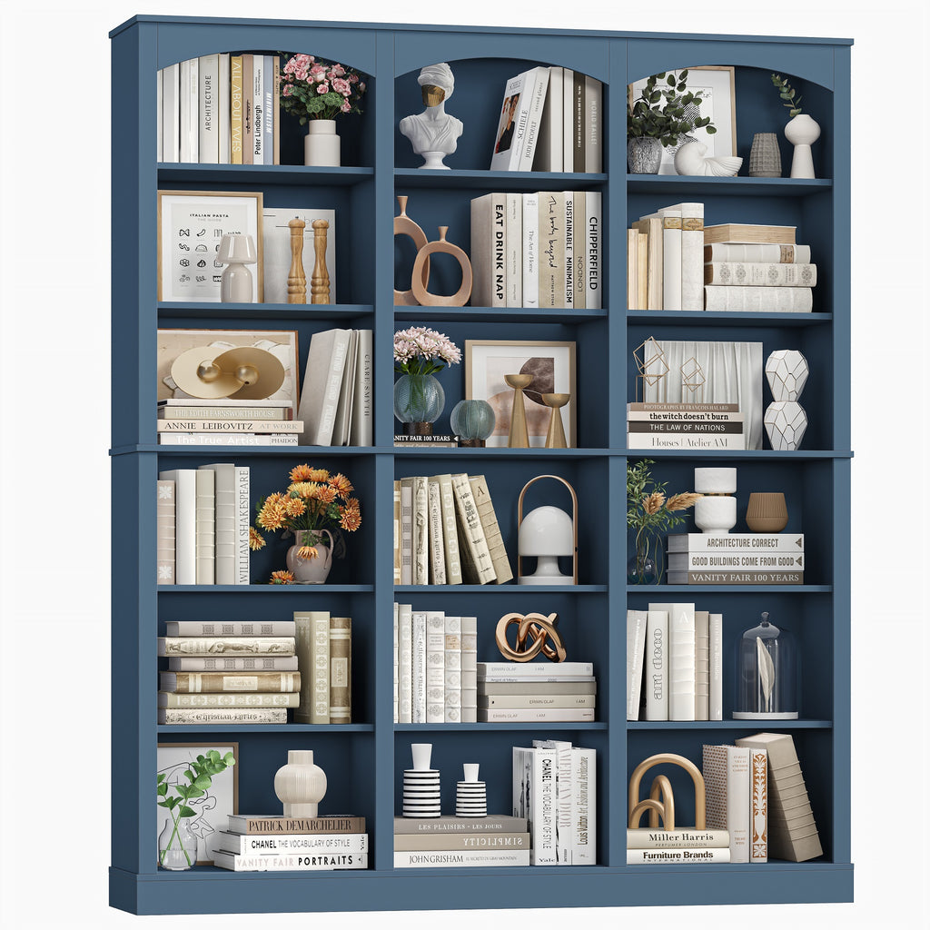 【2巻セット】LECREDE 檸檬樹 五周年「私家文房具」「魔女的书橱」背景 Homfa 18格书柜，71.2英寸三倍宽度，6层独立式拱形图书馆柜，适用于