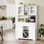 Homfa 72"H Kitchen Pantry Storage Cabinet, 8 Door Pantry Cabinet with Microwave Stand & Wine Rack for Kitchen, Dining Room, Gray