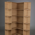 Homfa 73.9¡± Tall Corner Bookshelf, 6 Tier L-Shaped Large Display Bookcase with Curved Edges for Living Room Home Office Study, Natural Wood Color