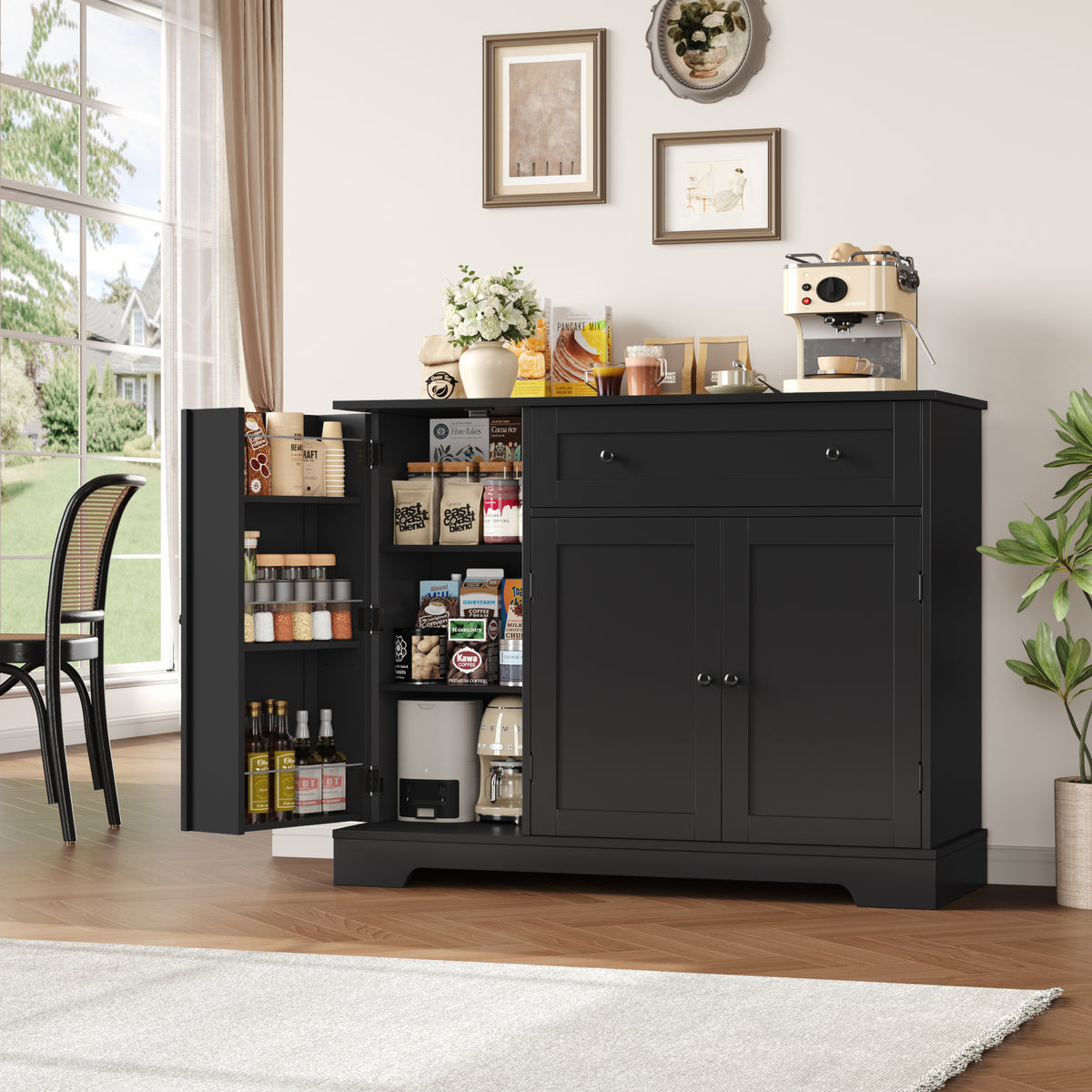 Homfa Kitchen Sideboard Buffet Cabinet with Drawers and Adjustable She ...