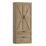 Homfa 70'' Tall Kitchen Pantry with Shelf & Drawer, Farmhouse 2 Door Pantry Storage Cabinet for Dining Room Living Room, Rustic Brown