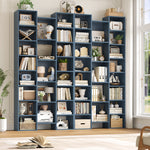 Homfa 2 Pieces Blue Bookshelves, 71¡¯¡¯ Tall Three Row Bookshelf with Adjustable Shelves, 21-Cubes CD Display Storage Organizer Shelf for Living Room Home Office