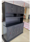 Homfa 72.8'' Tall Kitchen Pantry Cabinet with LED Lights & Charging Station, 8 Doors Storage Cabinet with Drawers & Shelves & Countertop, Kitchen Hutch with Adjustable Shelves for Dining Room, Black