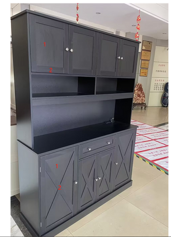 Homfa 72.8'' Tall Kitchen Pantry Cabinet with LED Lights & Charging Station, 8 Doors Storage Cabinet with Drawers & Shelves & Countertop, Kitchen Hutch with Adjustable Shelves for Dining Room, Black