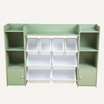 Homfa Kids Toy Organization Cube Bookcase with 8 Bin, 2 Door Toy Storage Organizer Bookshelf for Children Room Playroom, Green
